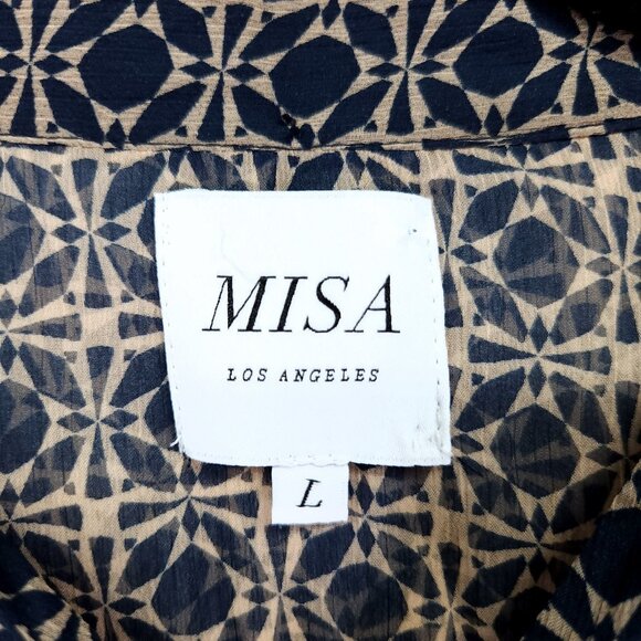 MISA Los Angeles Mini Dress Size Large Chiffon Ruffle Tiered Button Front - Picture 5 of 13